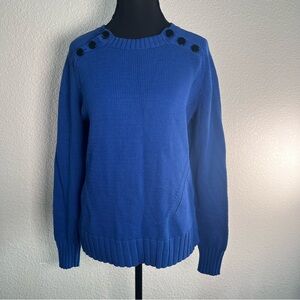 LOFT Cobalt Blue Sweater with Black Button Details